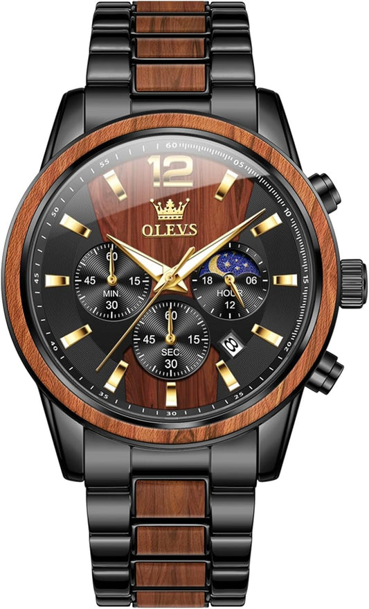 OLEVS Relojes de pulsera analógicos de cuarzo para hombre, cronógra...