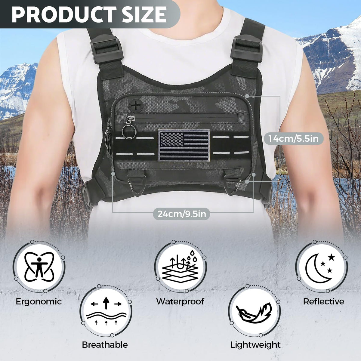 Muserise Bolsa de pecho deportiva para hombres y mujeres, resistent...