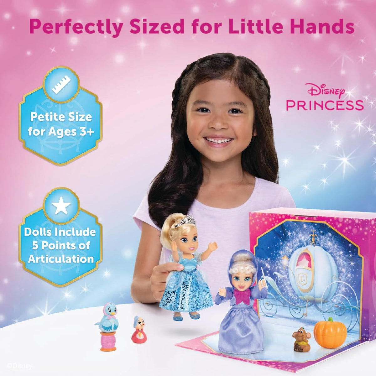 Disney Princess Cenicienta y Hada Madrina Juego de 8 piezas de muñe...