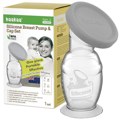 Haakaa Extractor de Leche Manual con Base 4 Fl Oz\/100ml+Tapa | Suc...