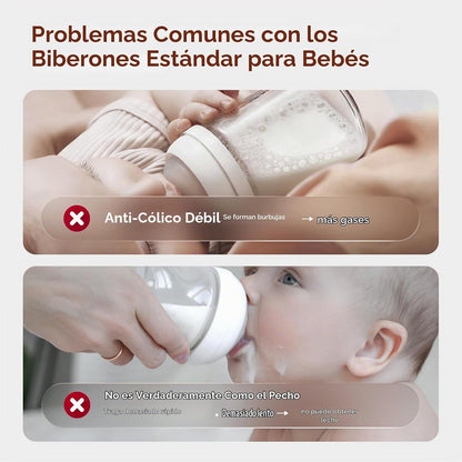 Thyseed Biberón de vidrio anticólicos para bebés amamantados, alime...