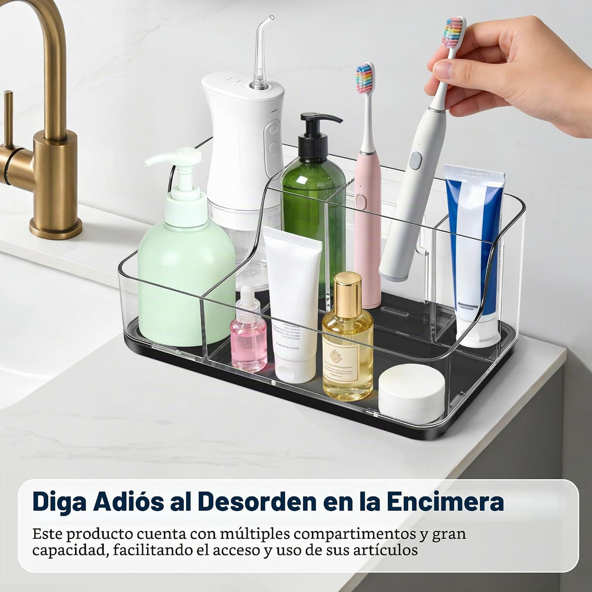 Caja de almacenamiento de cosméticos negra para tocador y mostrador...