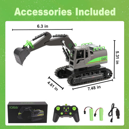 IQKidz Excavadora de juguete a control remoto para niños de 4 a 7 a...
