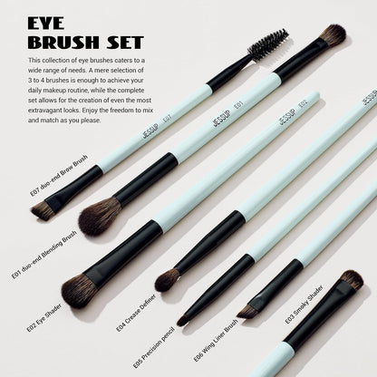 Jessup Juego de brochas de maquillaje, 10 piezas, doble cara para b...