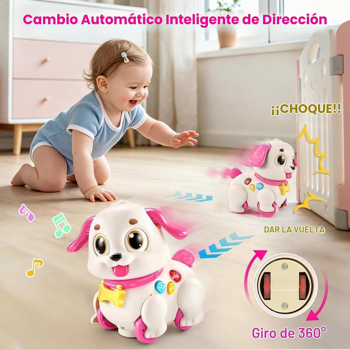 Yunaking Juguete musical para cachorros de 1 año, juguetes para beb...