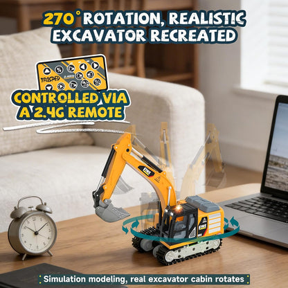 YESHIN Excavadora de control remoto 1\/64, mini vehículo de constru...