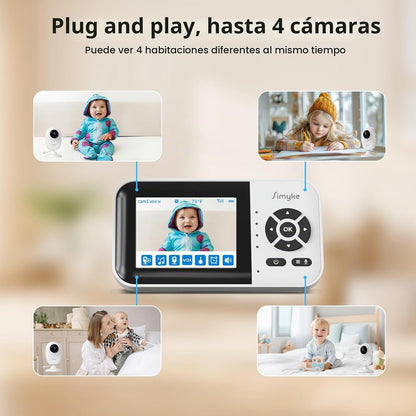Simyke Monitor de bebé de video inteligente, pantalla de 2.8 pulgad...