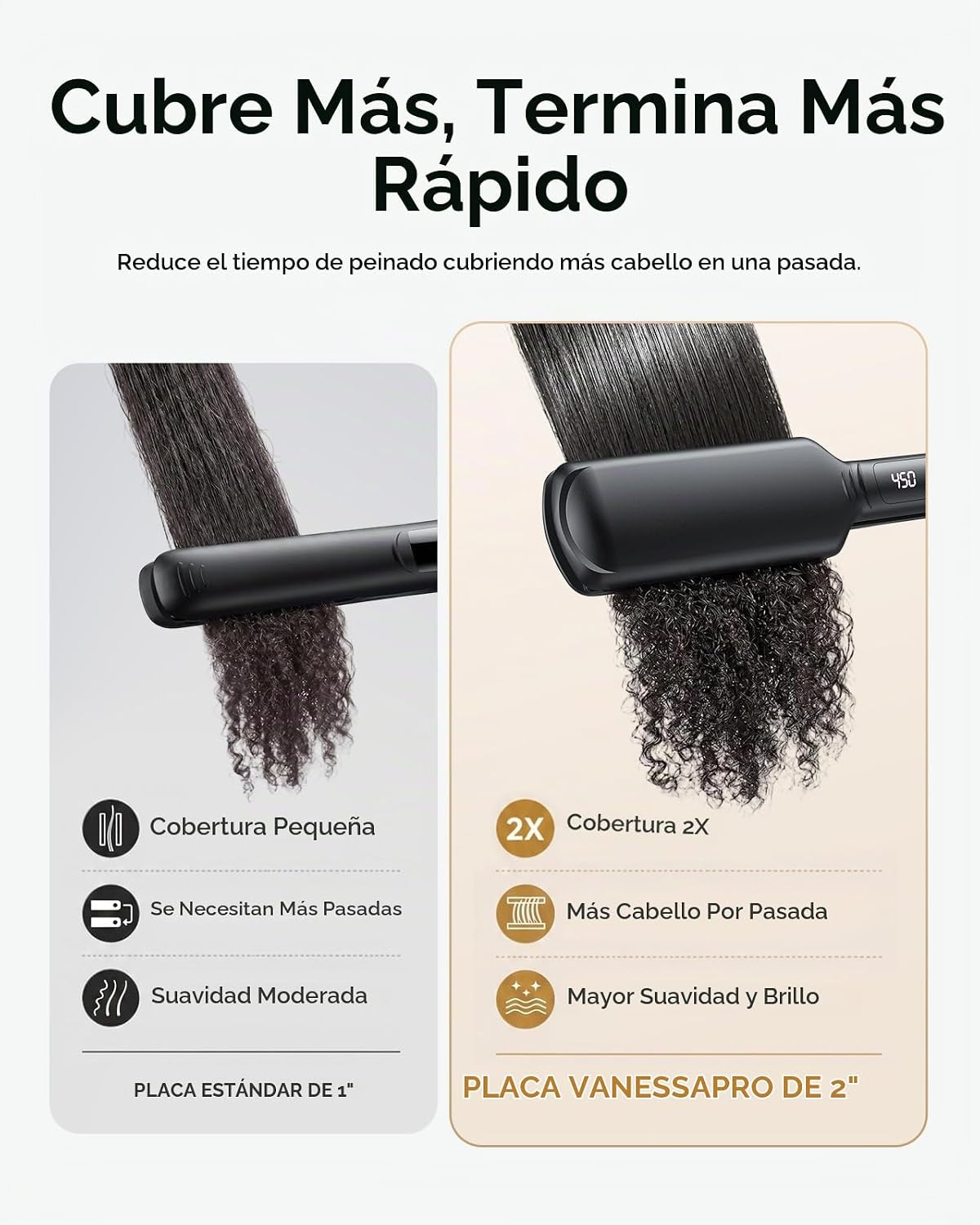 VANESSA PRO Plancha plana de titanio de 2 pulgadas, estilo fácil de...