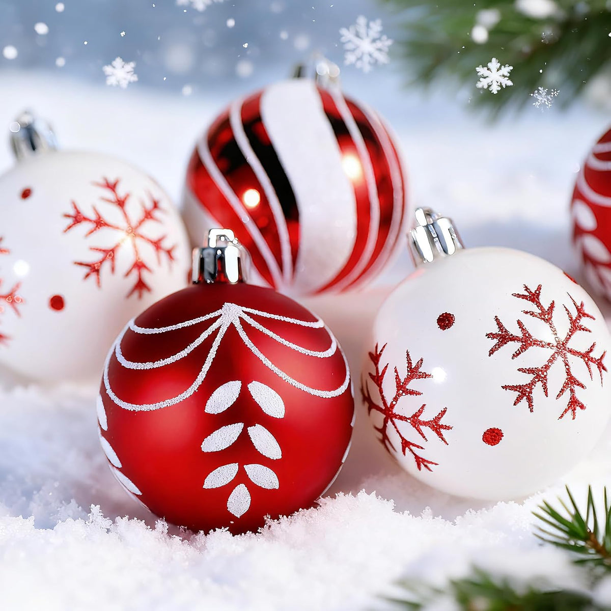 SHareconn 30 bolas de árbol de Navidad de 2.36 pulgadas, adornos ro...