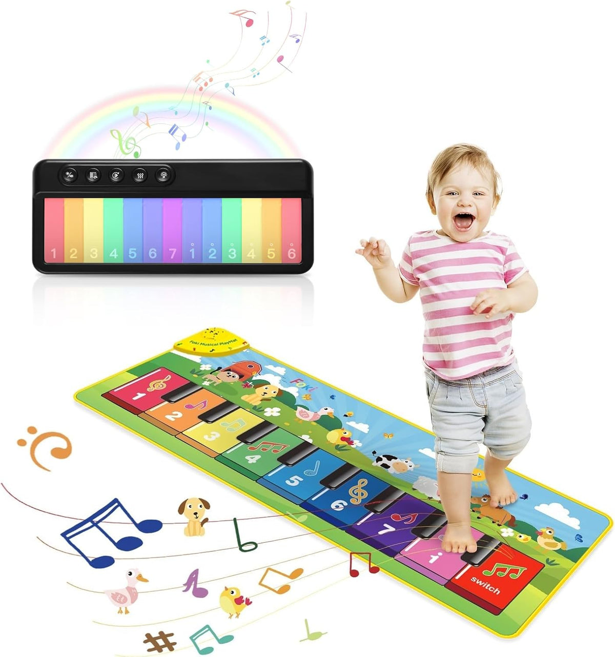 FOKI Juego de juguetes musicales para niños pequeños, piano de piso...