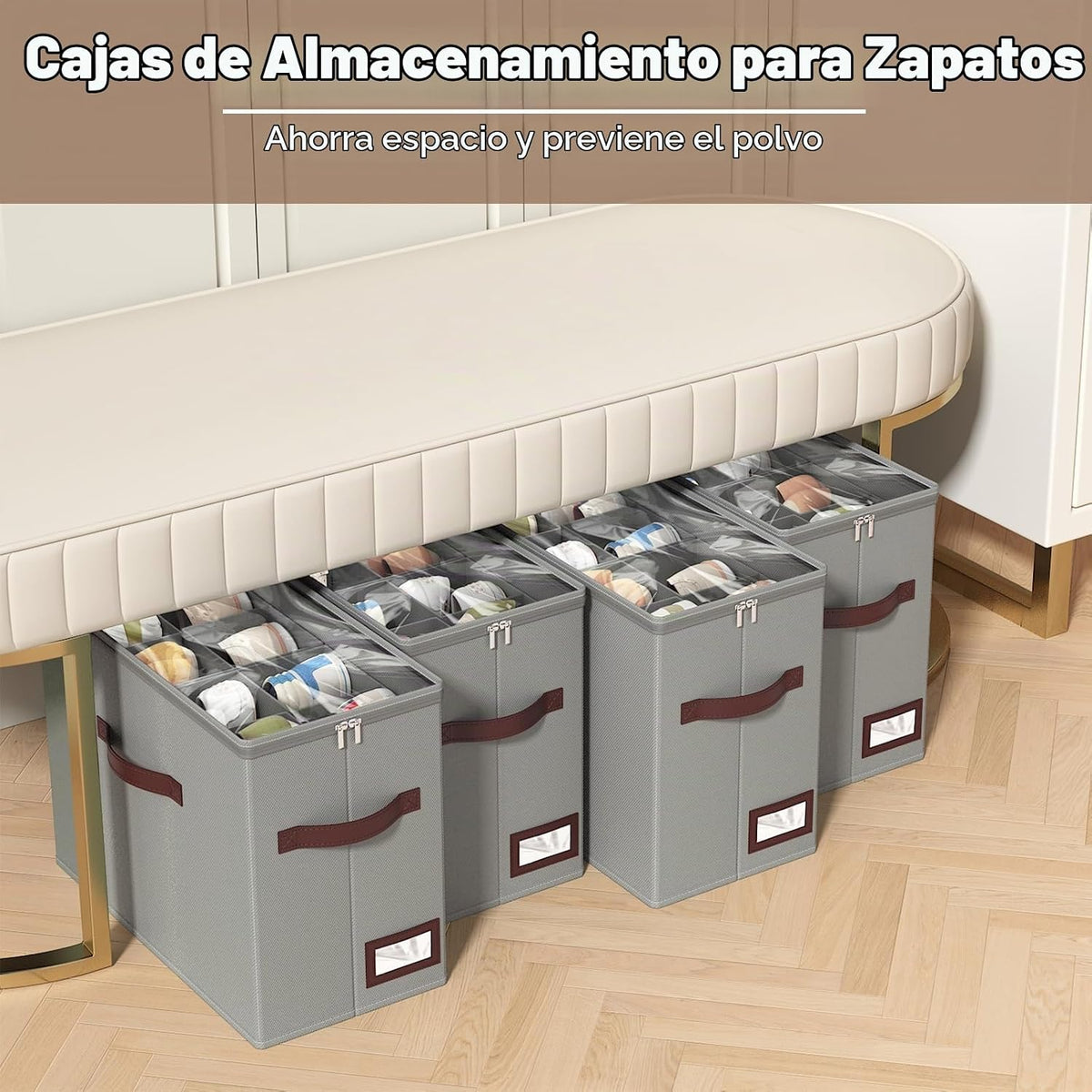OIAHOMY Paquete de 4 organizadores de zapatos para armario, contene...