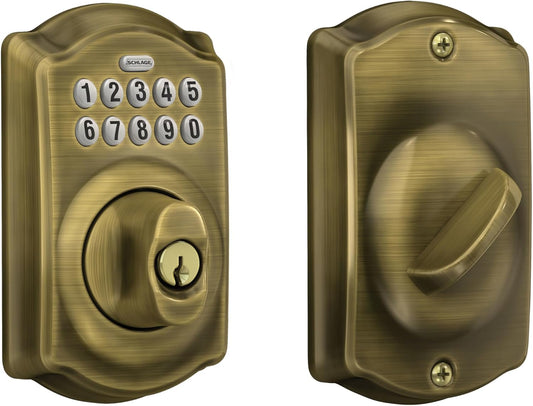Schlage Cerradura de cerrojo de teclado electrónico, borde Camelot...