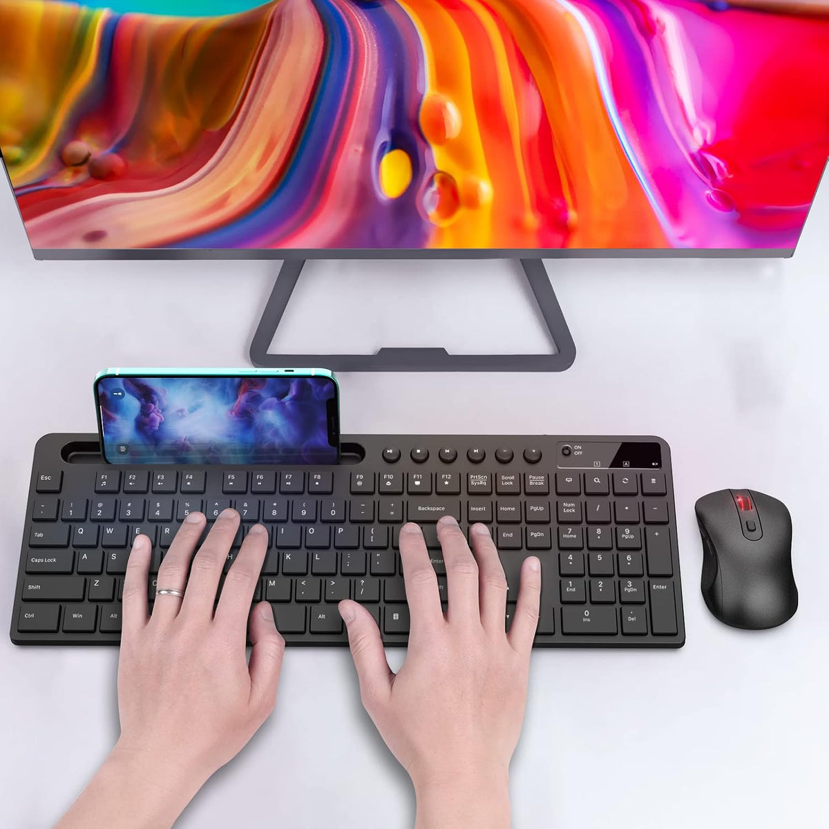 Combinación de teclado y ratón inalámbricos, MARVO 2.4G Teclado ina...