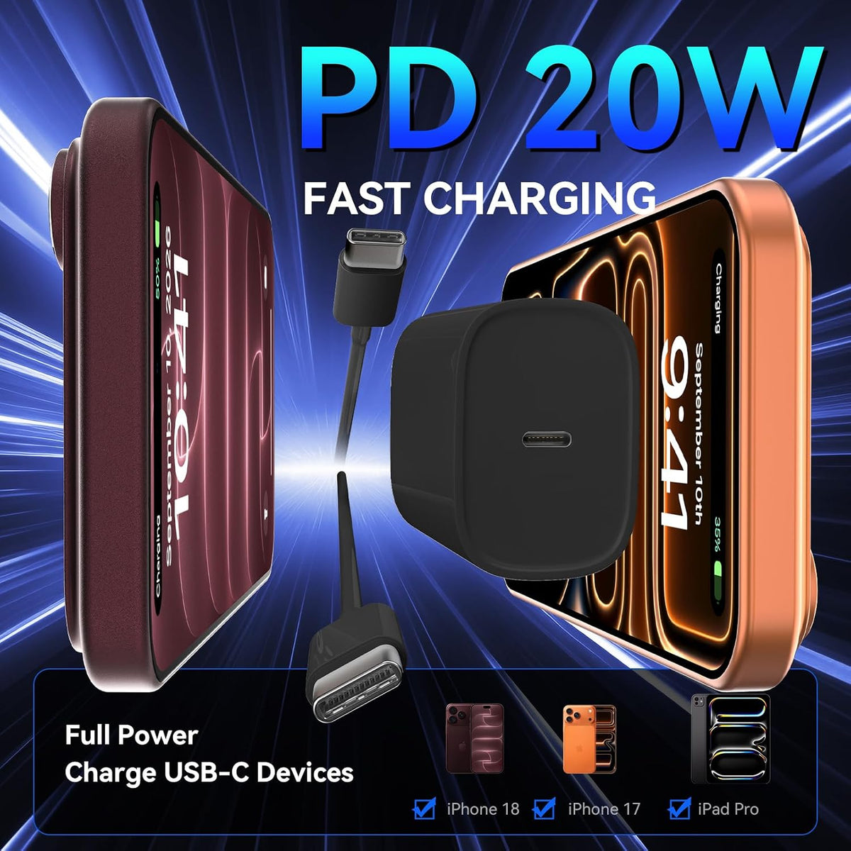 Teléfono 18 17 16 Pro Max Cargador Carga Rápida, 20W Teléfono Duo U...