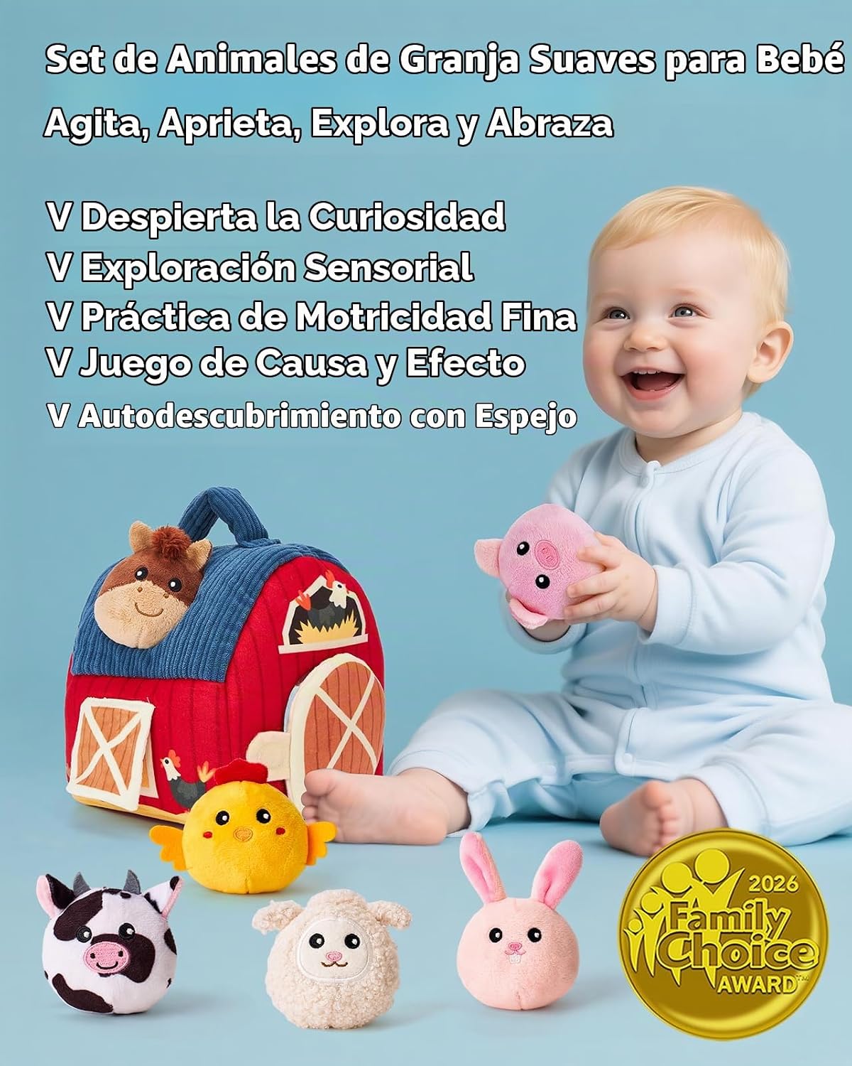 hahaland Juguetes para bebés de 6 a 12 meses - Peluche de animales...