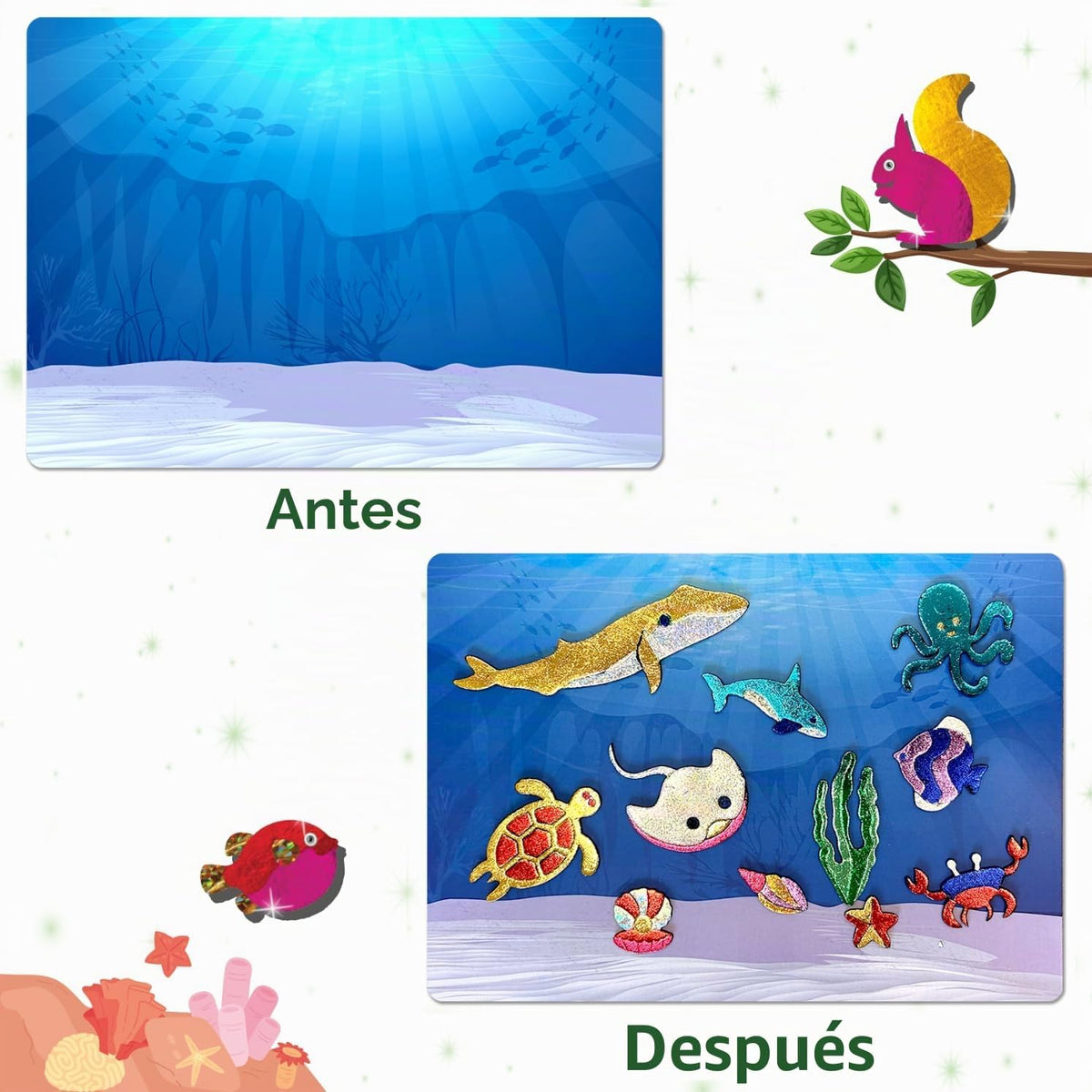 Skillmatics Foil Fun Animals Mega Pack, kit de arte de aluminio, re...