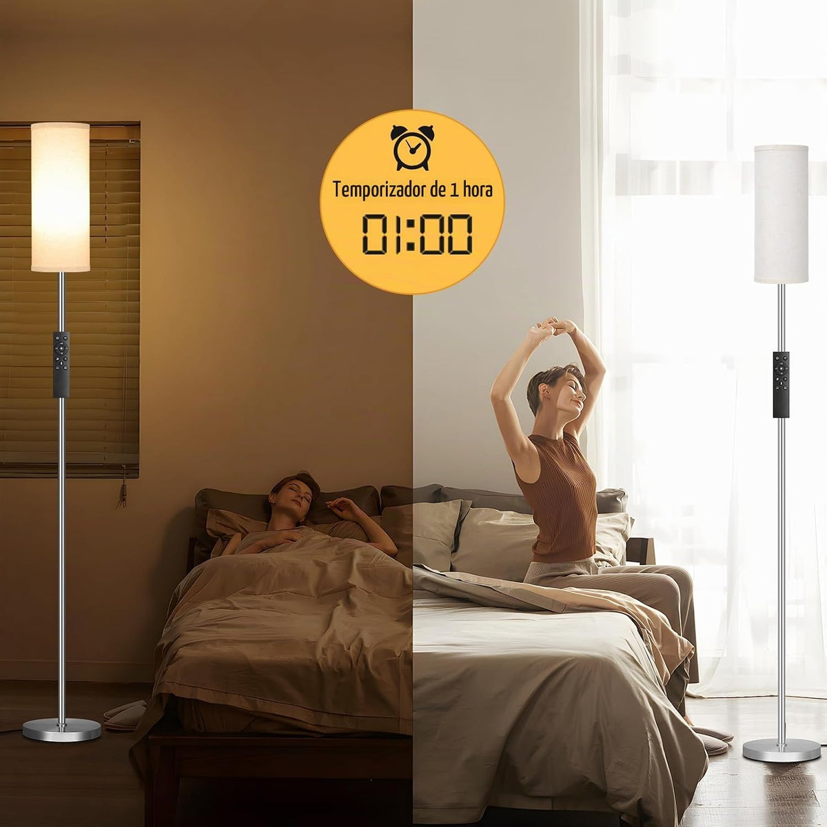 Ambimall - Lámparas de pie de 64'' para sala de estar con c...