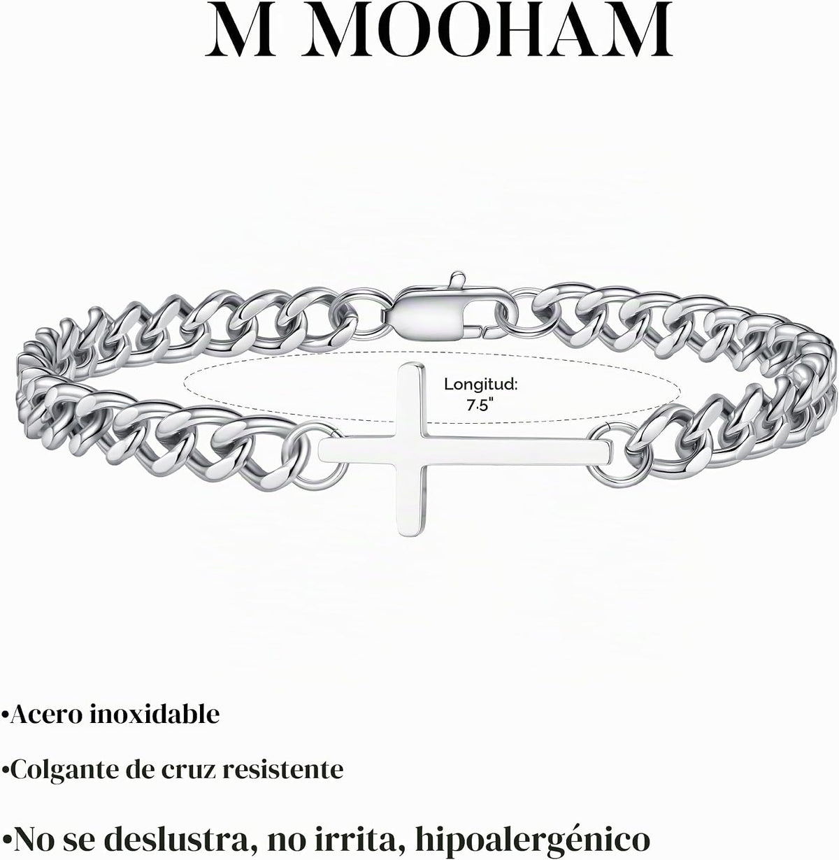 M MOOHAM Pulsera de cruz chapada en oro\/plata de 14 quilates para...