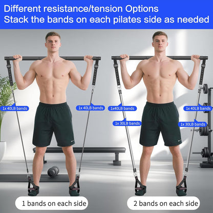 Kit de barra de pilates Bbtops con bandas de resistencia, barra de...