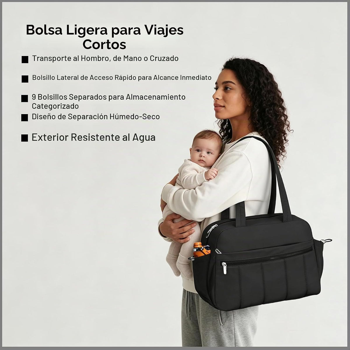 MZTUE Bolso mediano para pañales, bolso de hombro y cruzado para mamá