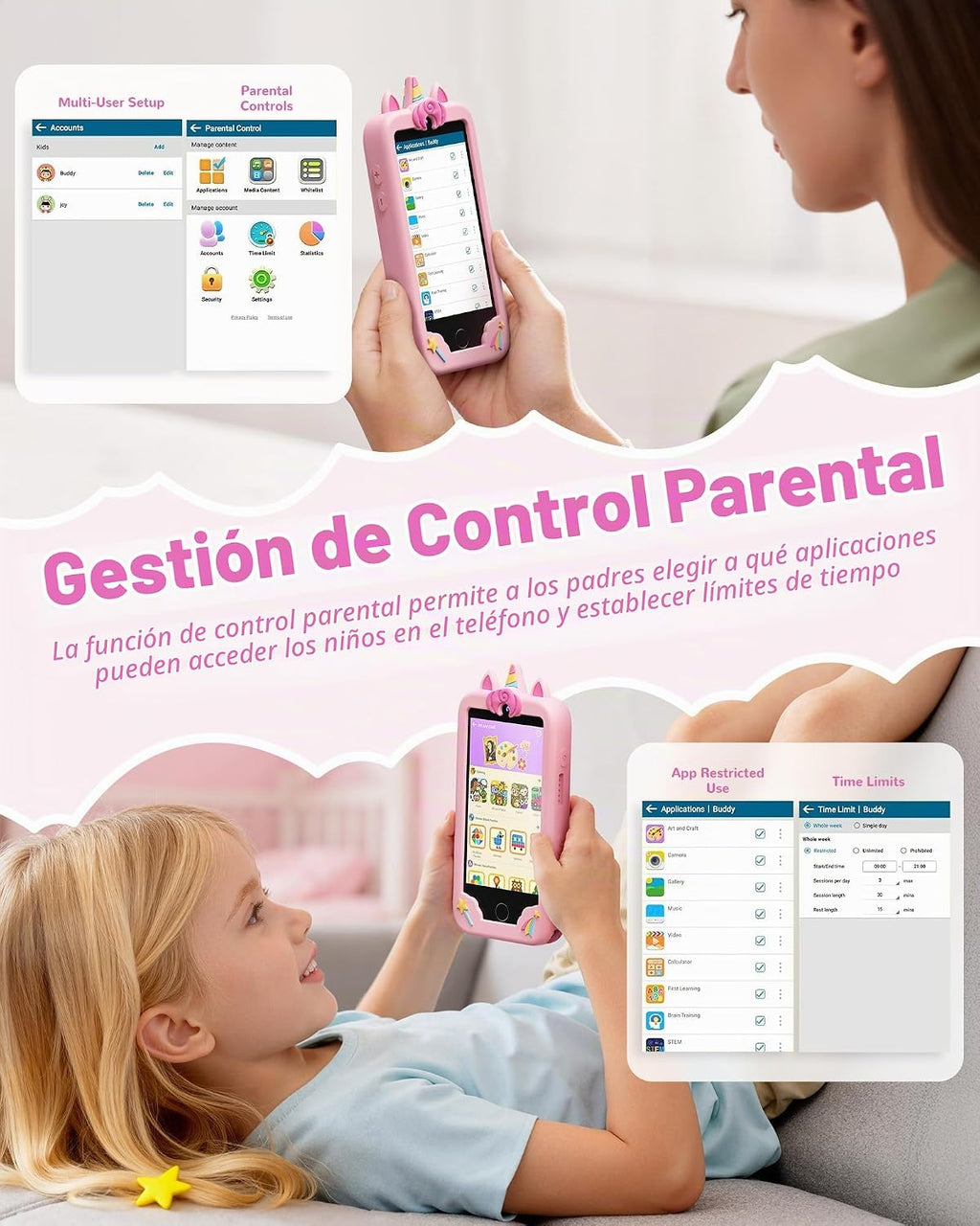 KOKODI Teléfono inteligente para niños de 4 pulgadas, pantalla táct...