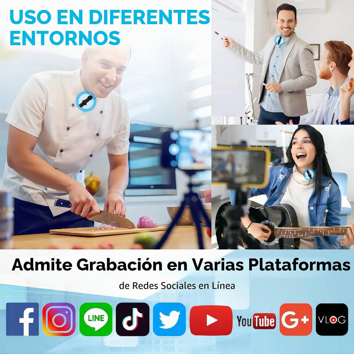 PQRQP Micrófono Lavalier Inalámbrico Dual para iPhone, iPad, Videoc...