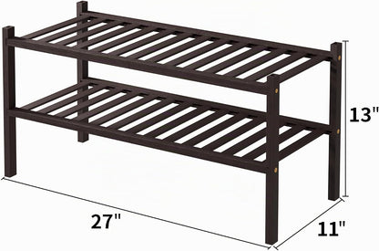 ROMGUAR CRAFT Zapatero de bambú de 2 niveles para closet independie...