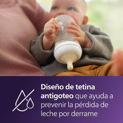 Philips Avent Biberones naturales, flujo medio, 9 onzas, sin BPA, p...