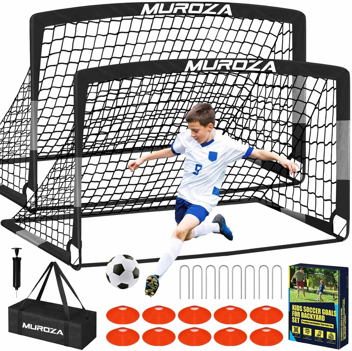 Portería de fútbol, juego de porterías de fútbol para niños para pa...