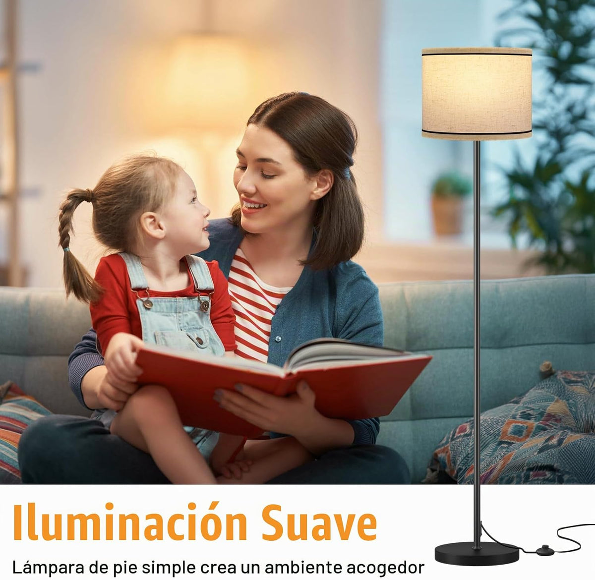 Ambimall Lámpara de pie moderna de 60 pulgadas con pantalla, lámpar...