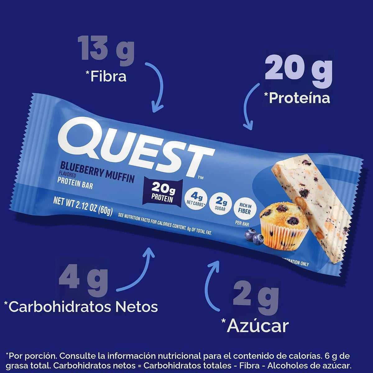 Quest Nutrition - Barras de proteína de muffin de arándanos, 0.71 o...