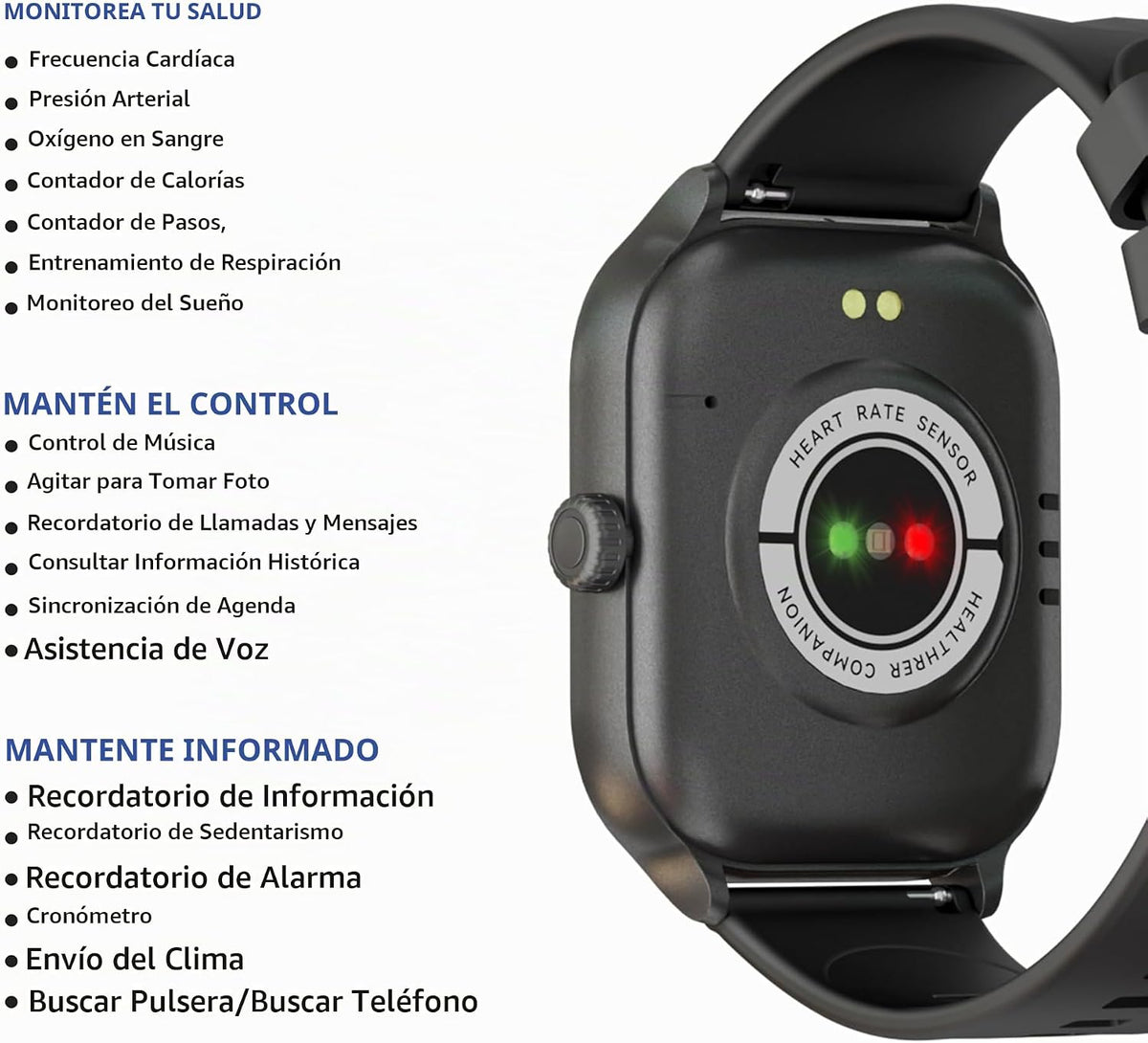 Supersonic SC-181SW - Reloj inteligente con pantalla táctil de 2 pu...