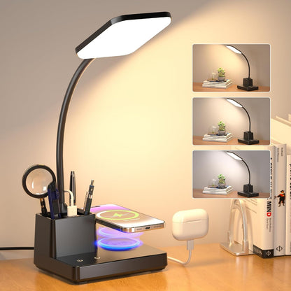 Sailstar - Lámpara de escritorio de carga inalámbrica con carga USB...