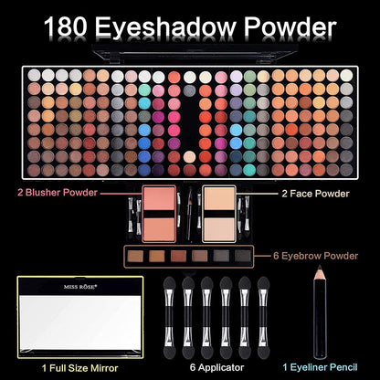 MISS ROSE Juego de maquillaje cosmético de 190 colores en caja de p...