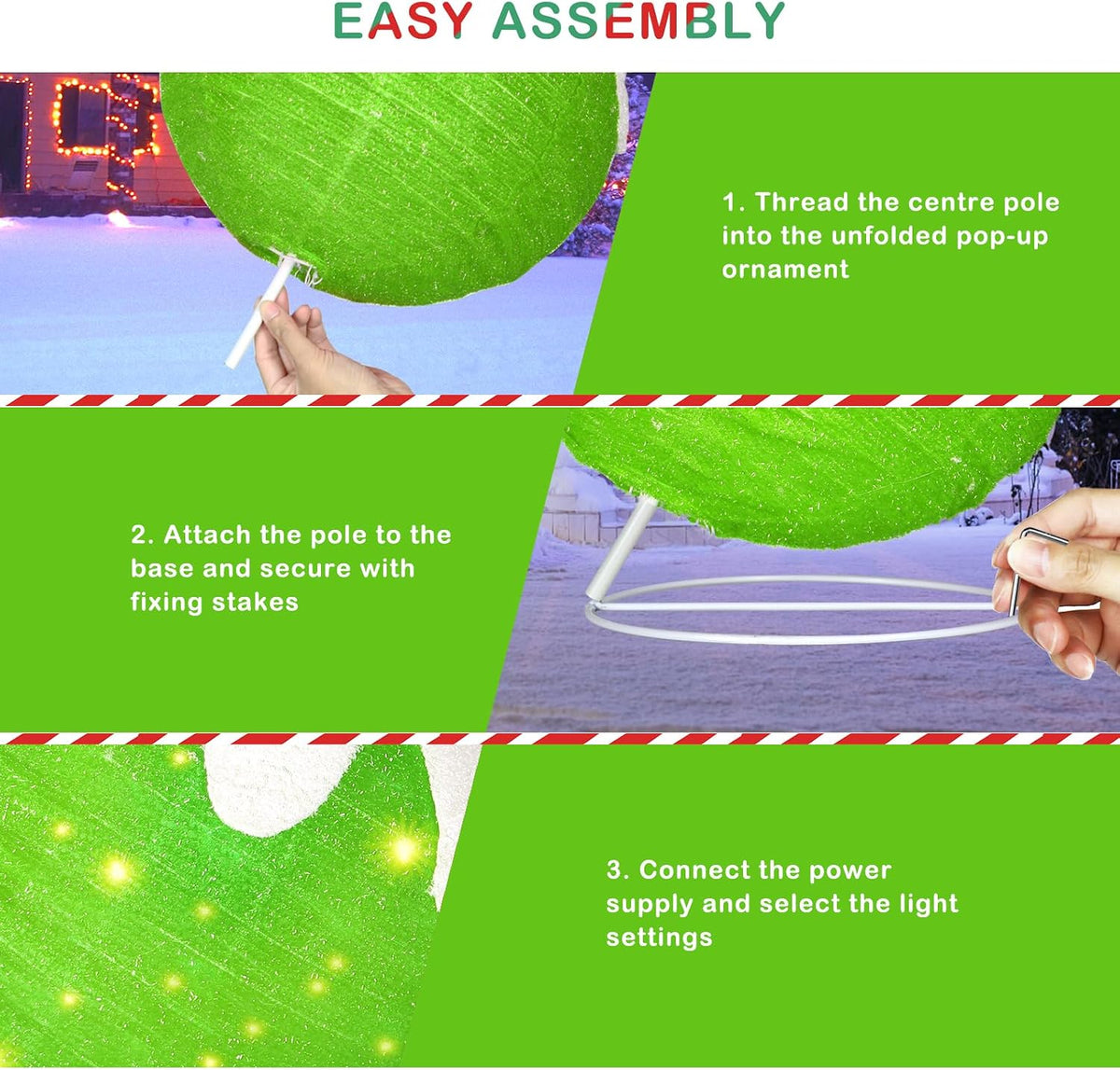 Tngan 2 adornos de Navidad para exteriores, decoración de bolas nav...