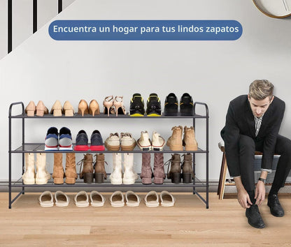 KEETDY estante de zapatos largo de 3 niveles para clóset, organizad...