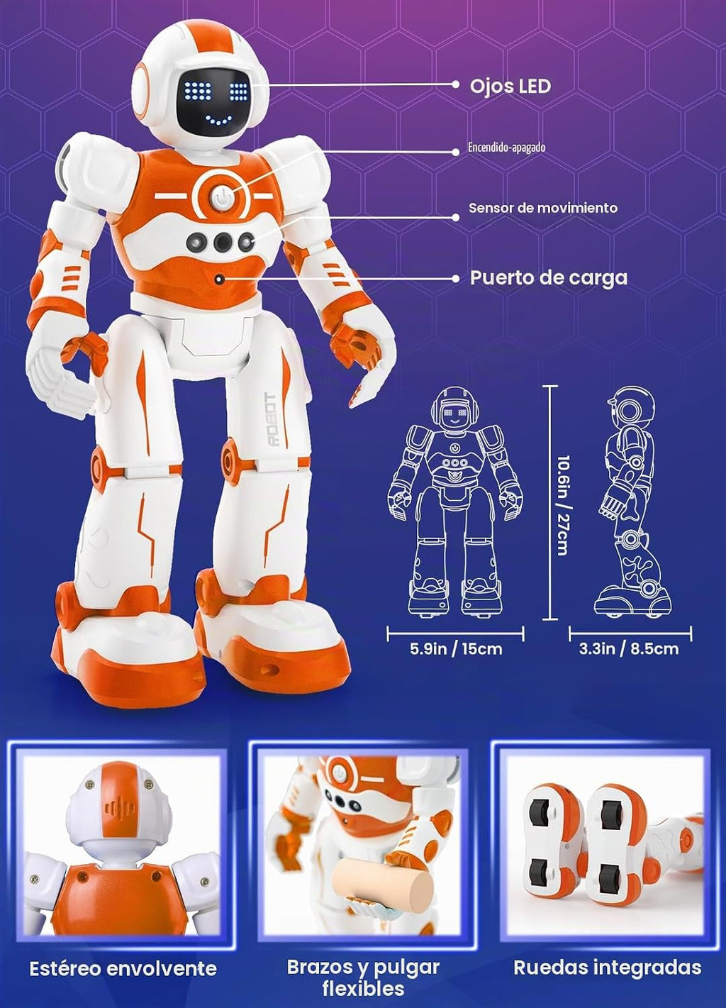 EduCuties Robot Juguetes para niños, robots recargables de control...