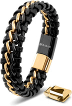 SERASAR | Pulsera de cuero genuino de primera calidad [acero] para...