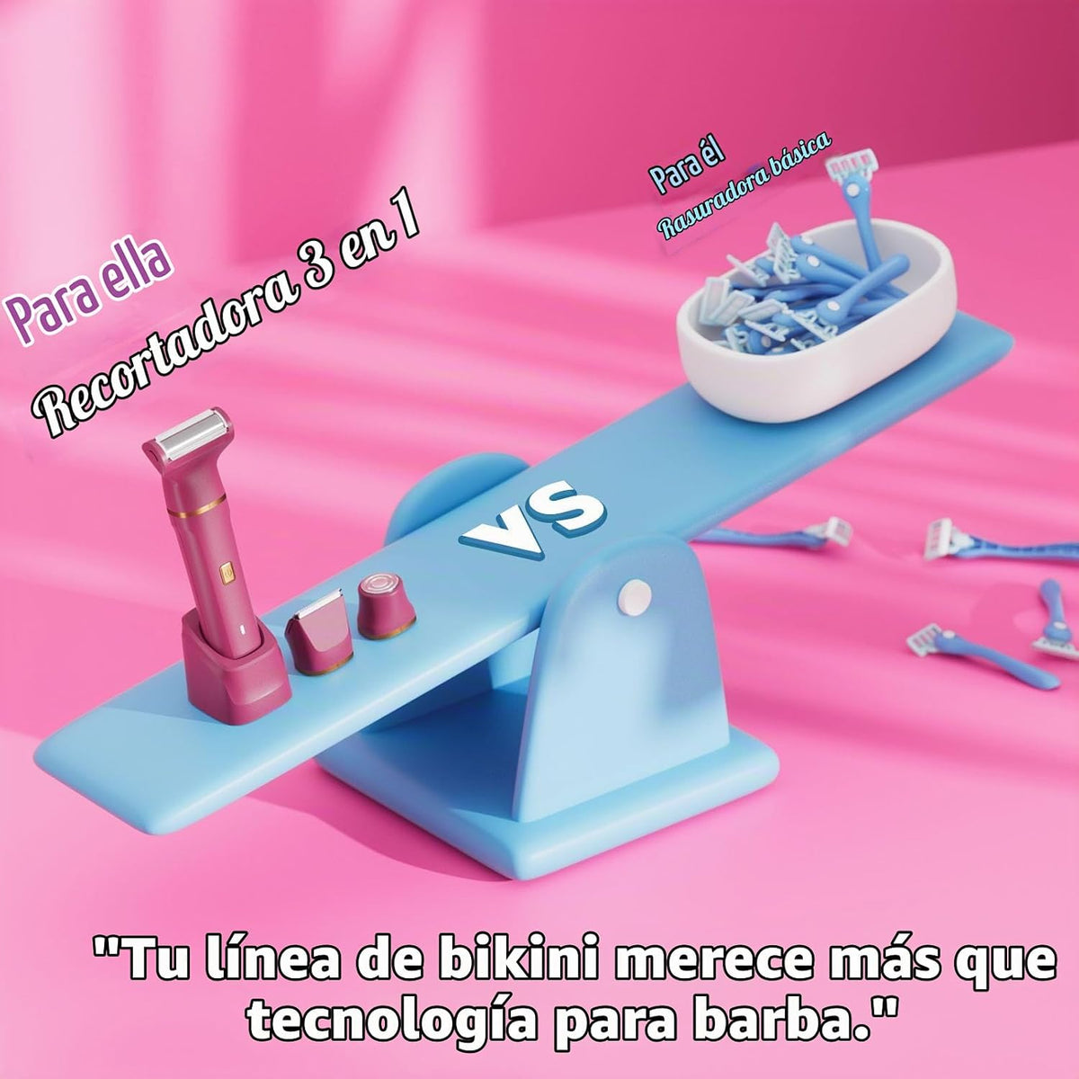 Risina - Recortadora de bikini 3 en 1 para mujer, esenciales de pla...
