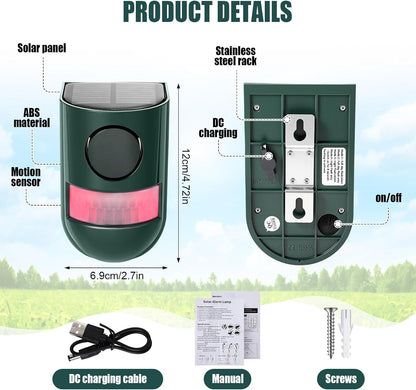 Qualirey Paquete de 4 alarmas con sensor de movimiento solar 129db...