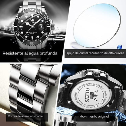 OLEVS Relojes de lujo para hombres grandes de acero inoxidable resi...