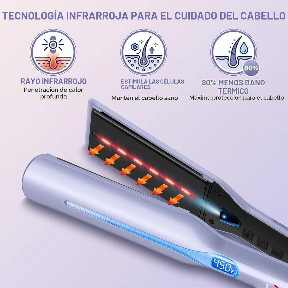 IG INGLAM Plancha de pelo de hierro plano de titanio infrarrojo de...