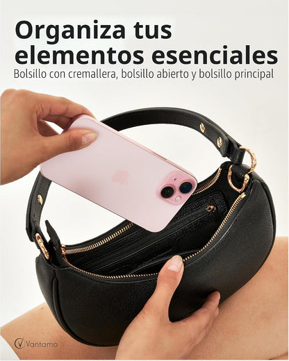 Bolsos Vantamo para mujer con forma de media luna con protección RF...