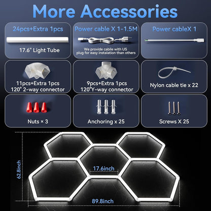 LZHOME Luces LED hexagonales de garaje de 5000 K: paquete de 25 act...