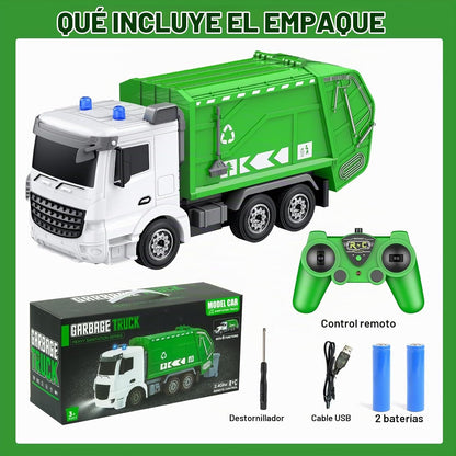 CALEST Camiones de juguete de camión de basura con control remoto d...
