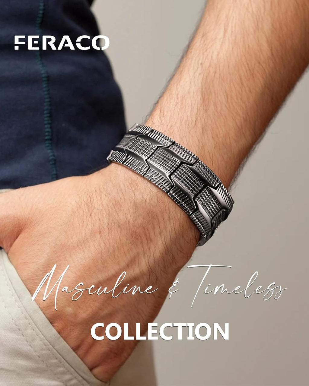 Pulsera de cobre para hombre Feraco, 3 veces más fuerte, pulseras m...