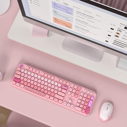 MOFII - Combo de teclado y mouse inalámbricos, teclado retro de tam...