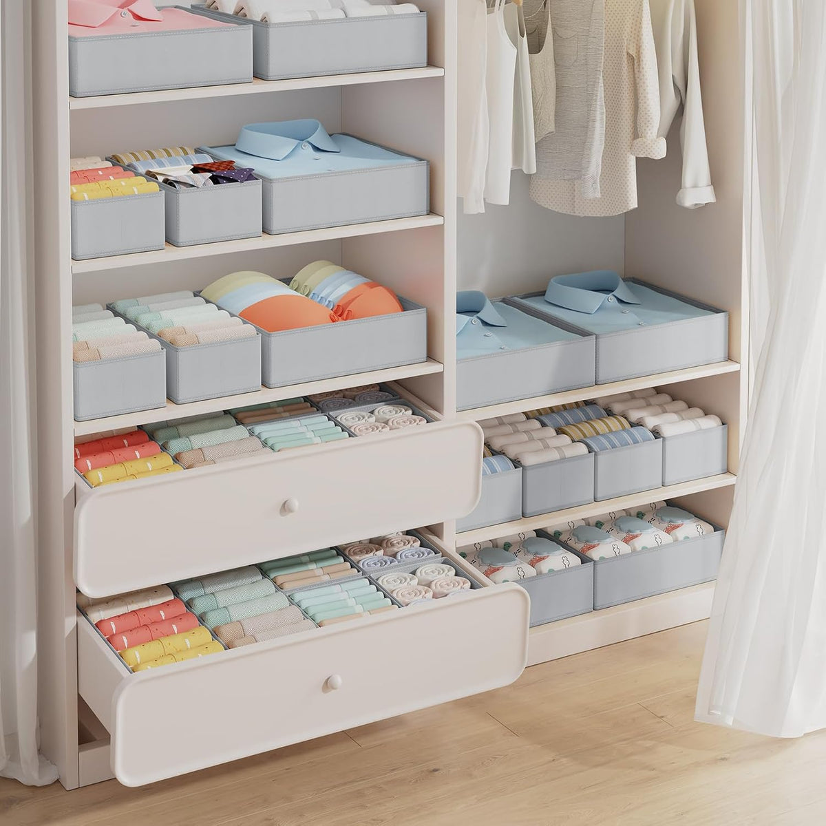 DIMJ Organizador de cajones para almacenamiento de ropa, paquete de...