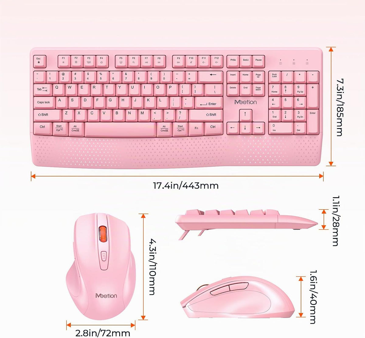 MEETION Combo de teclado y mouse inalámbricos, tamaño completo con...