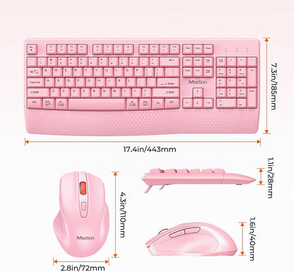MEETION Combo de teclado y mouse inalámbricos, tamaño completo con...